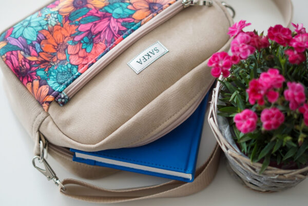 Listonoszka Sophie Beige - Retro Kwiaty