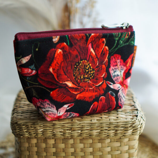 Kosmetyczka zero waste - Czerwone kwiaty WYSYŁKA 24 H