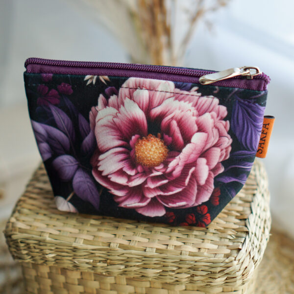 Kosmetyczka zero waste - Fioletowe kwiaty WYSYŁKA 24 H