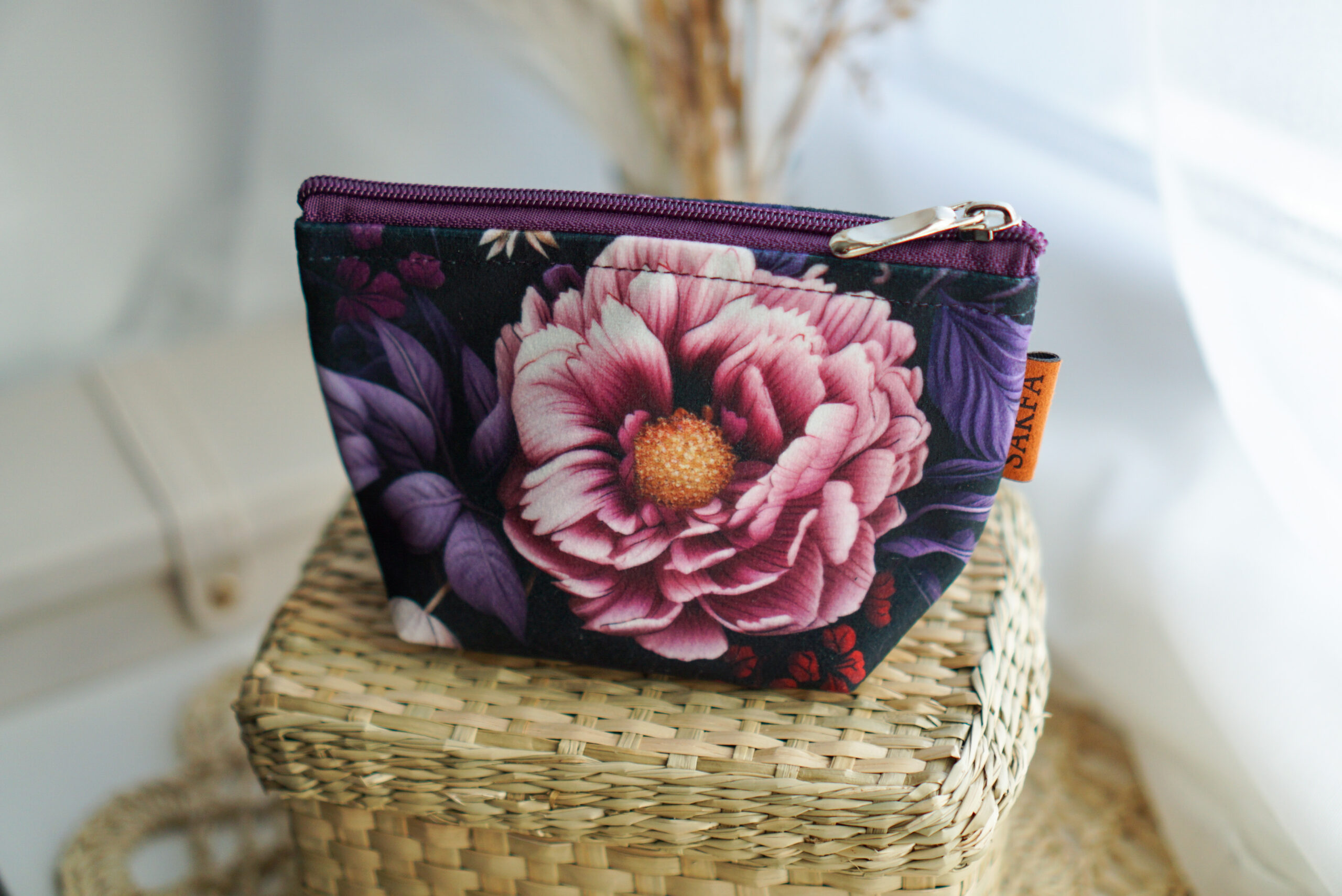 Kosmetyczka zero waste - Fioletowe kwiaty WYSYŁKA 24 H