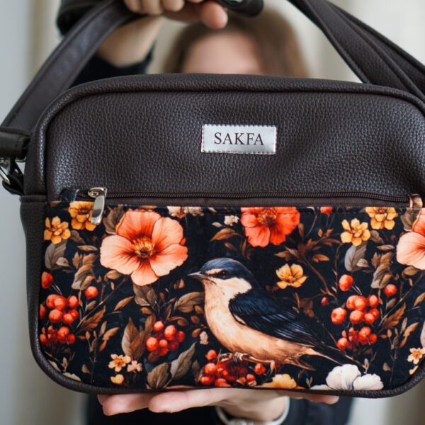 Listonoszka Sophie Ciemny Brąz - Ptaszek w kwiatach