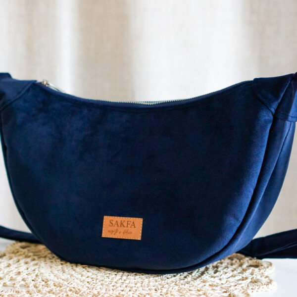 Torebka welurowa półksiężyc Luna  - Granat