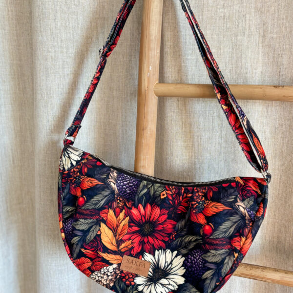 Torebka welurowa półksiężyc Luna  - Jesienne liście