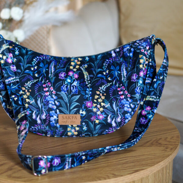 Torebka welurowa półksiężyc Luna  - Polne dzwonki