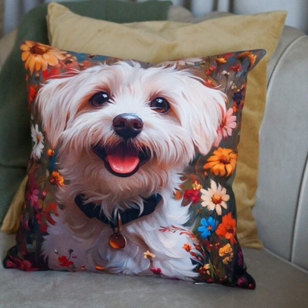 Welurowa Poduszka Maltańczyk 45x45