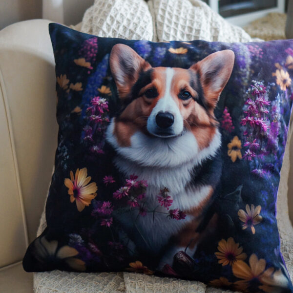 Welurowa Poduszka Welsh Corgi 45x45