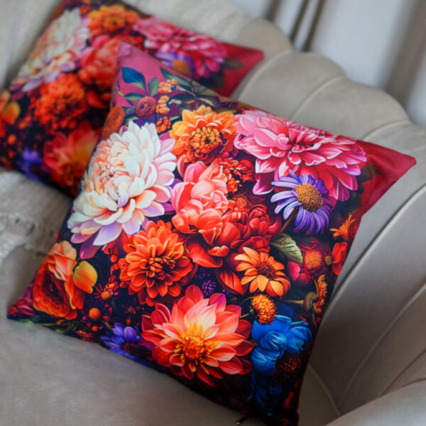 Welurowa Poduszka z motywem kwiatowym | wzór 2