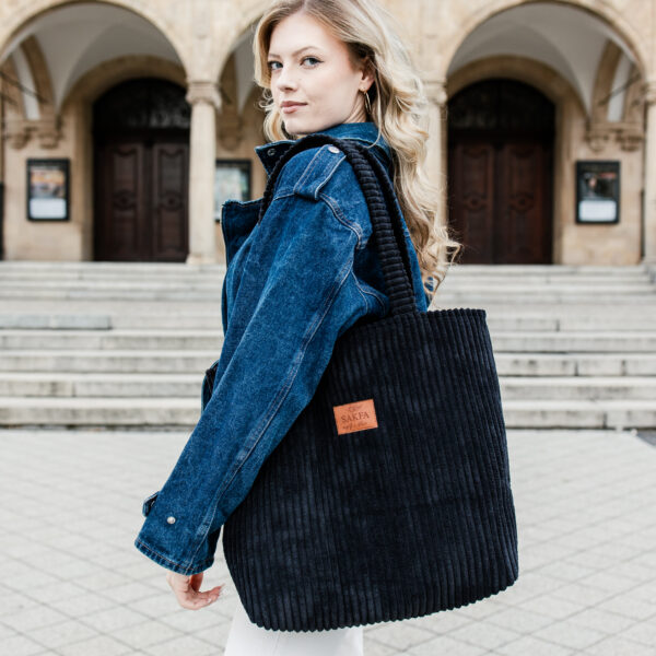 Duża torba Tote sztruks – Black
