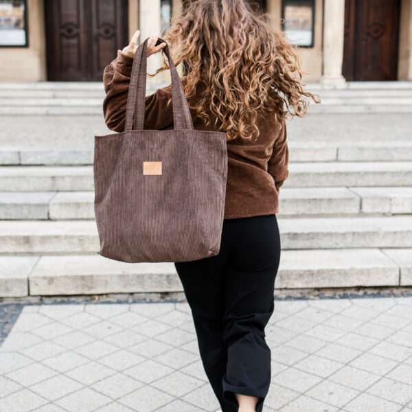 Duża torba Tote sztruks – Czekoladowy brąz